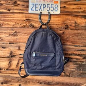 MICHAEL KORS | Navy Blue Morgan Medium Logo Jacquard Backpack